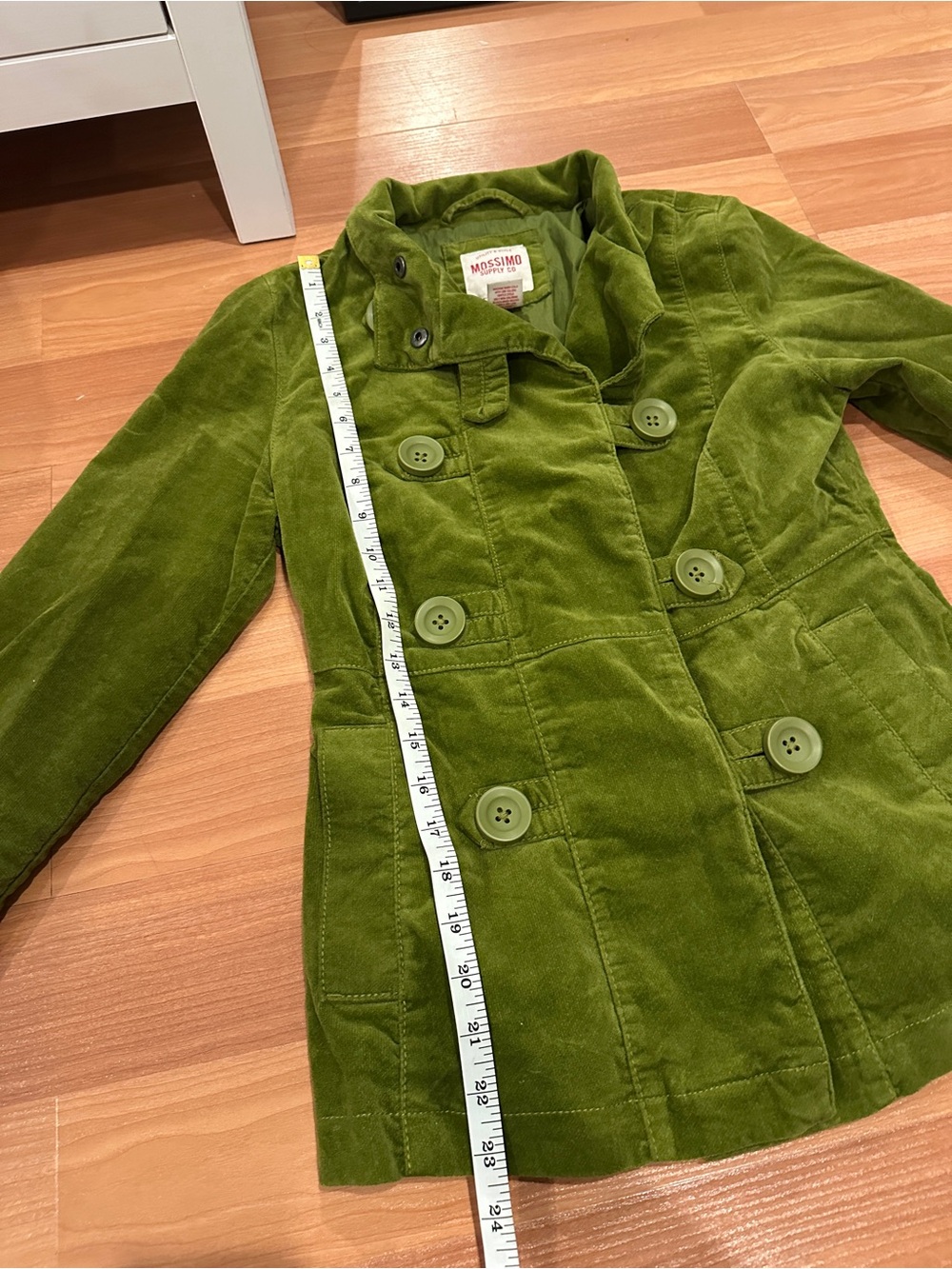 Mossimo Supply Co. Green Double-Breasted Corduroy Pea Coat - Picture 6 of 7
